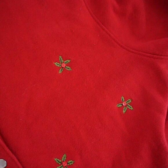 Vintage Classic Elements Red Embroidered Christmas Snowman Button Cardigan M - Picture 10 of 11